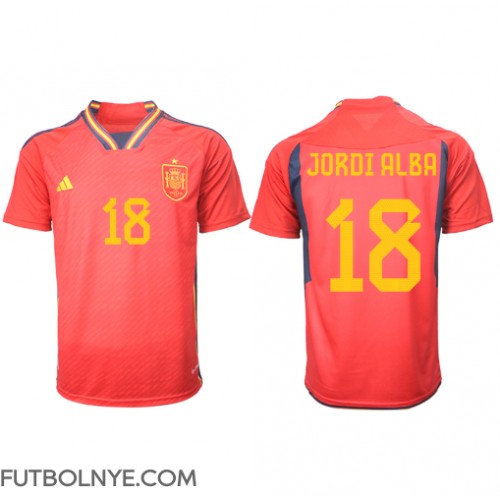 Camiseta España Jordi Alba #18 Primera Equipación Mundial 2022 manga corta